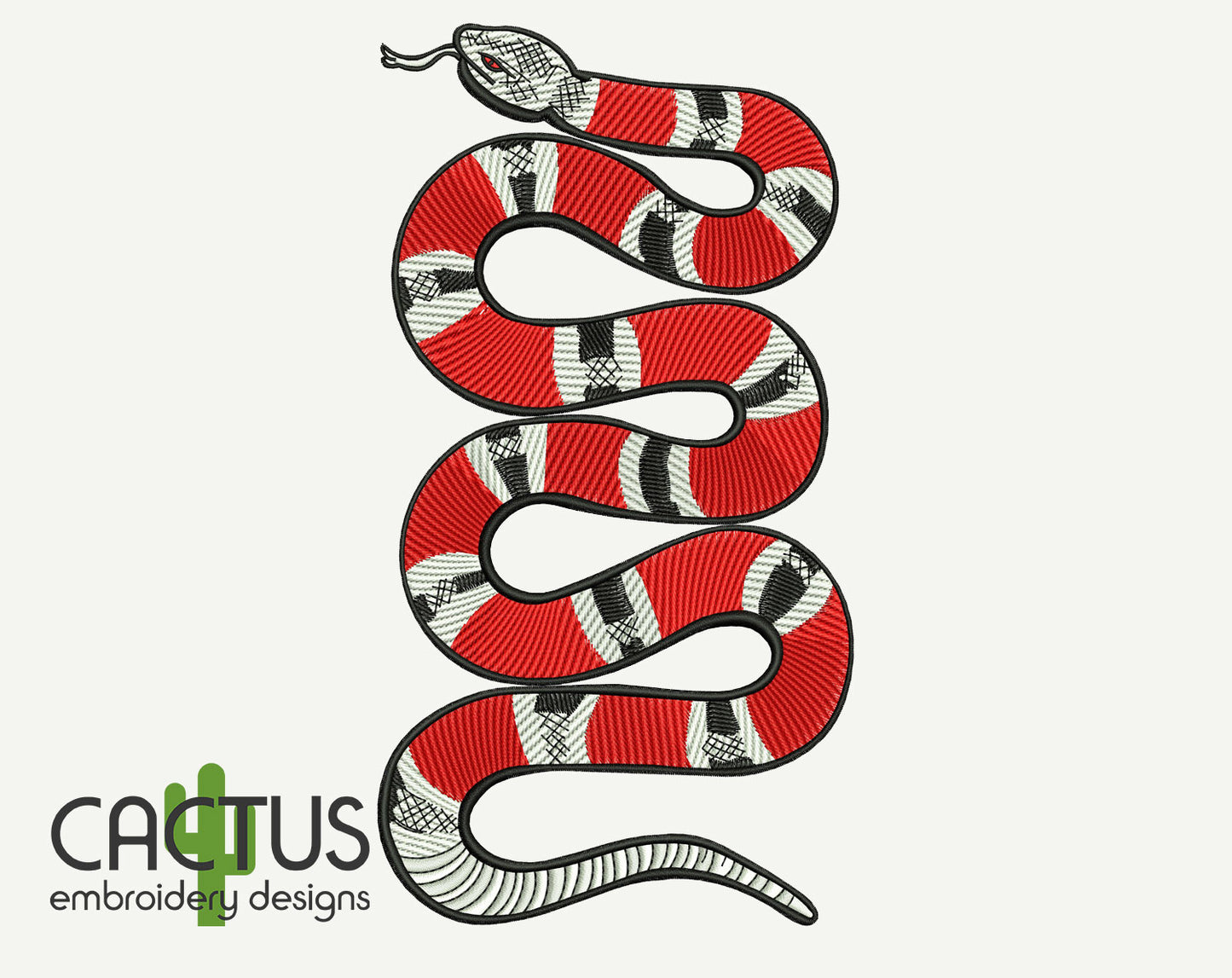Striped Snake Embroidery Design
