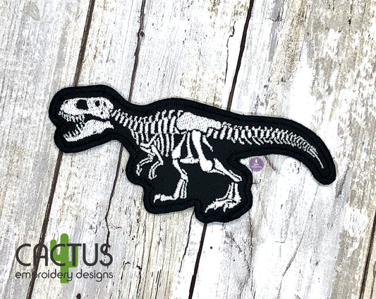 T-Rex Skeleton Patch Embroidery Design