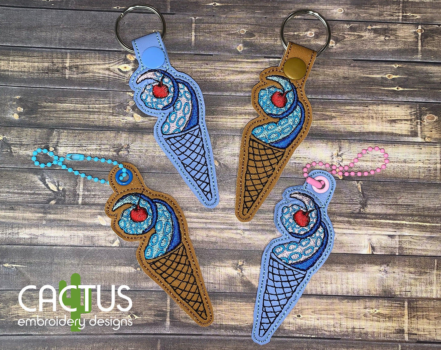 Tentacle Ice Cream Snap Tab & Eyelet Fob