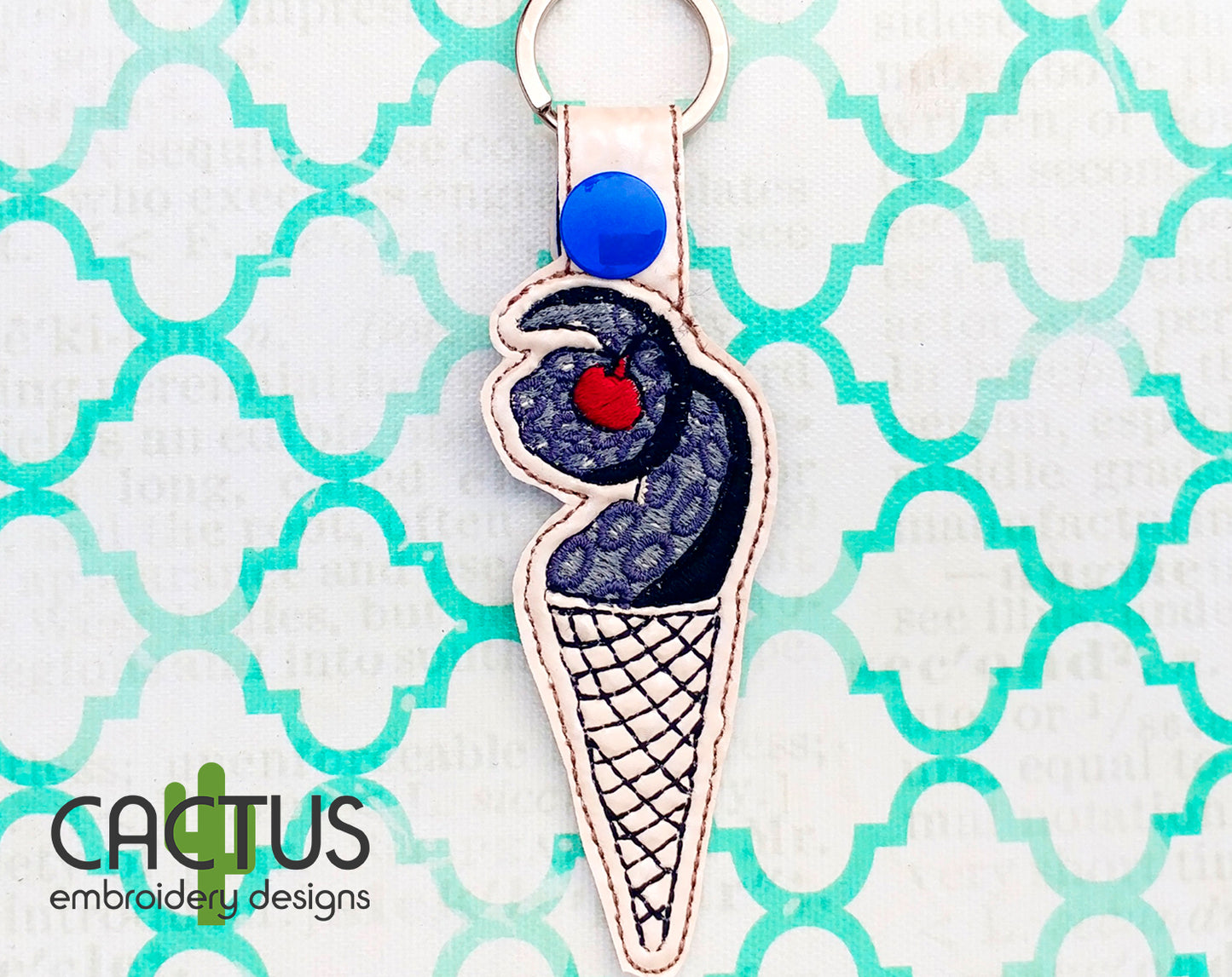 Tentacle Ice Cream Snap Tab & Eyelet Fob