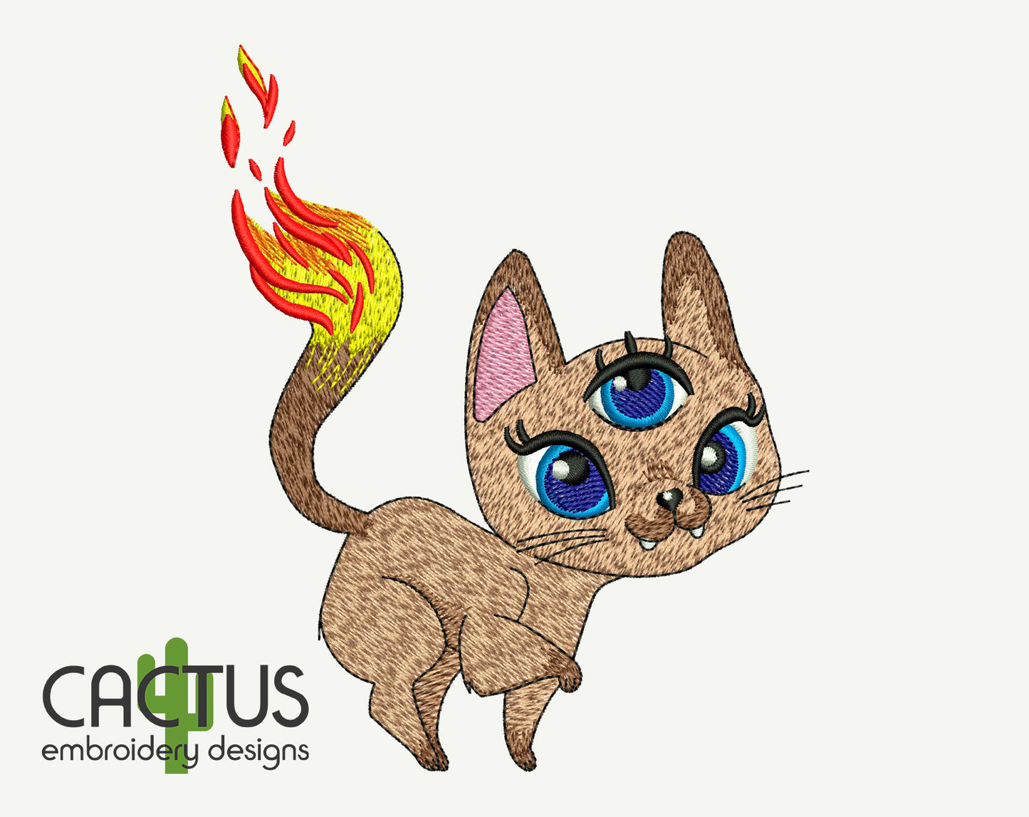 Three Eyed Cat Embroidery Design