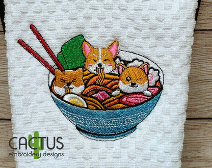 Three Kawaii Doge Embroidery Design