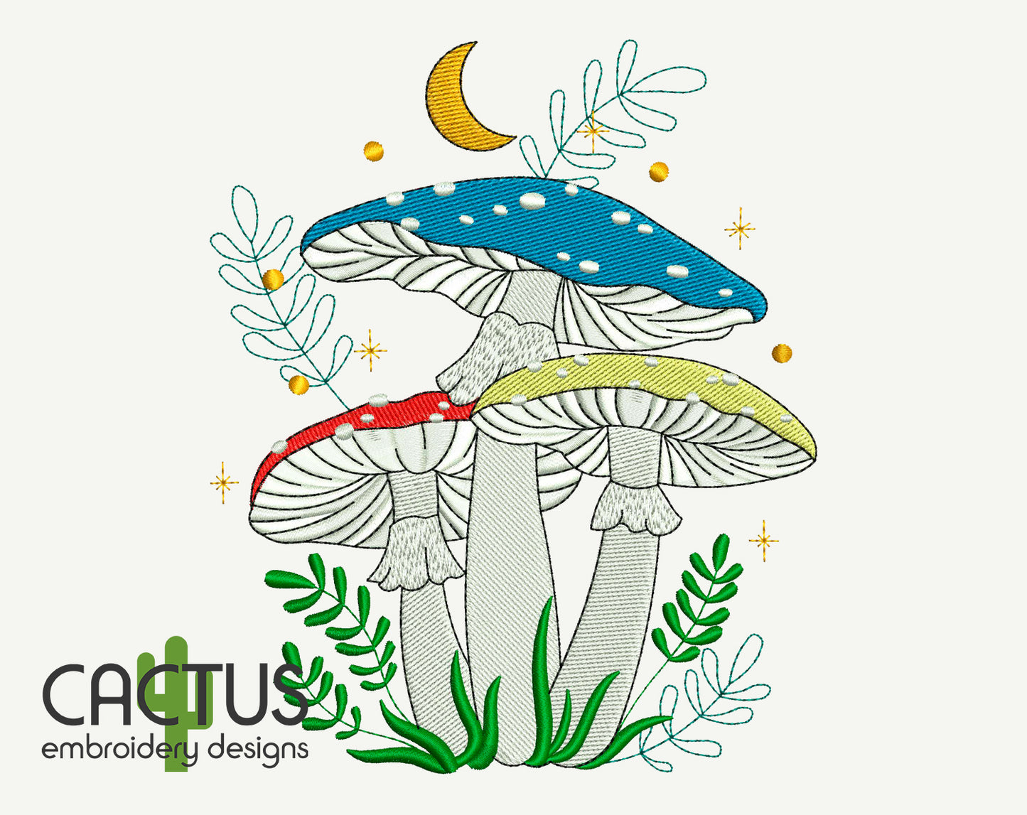 Three Mushrooms Embroidery Design