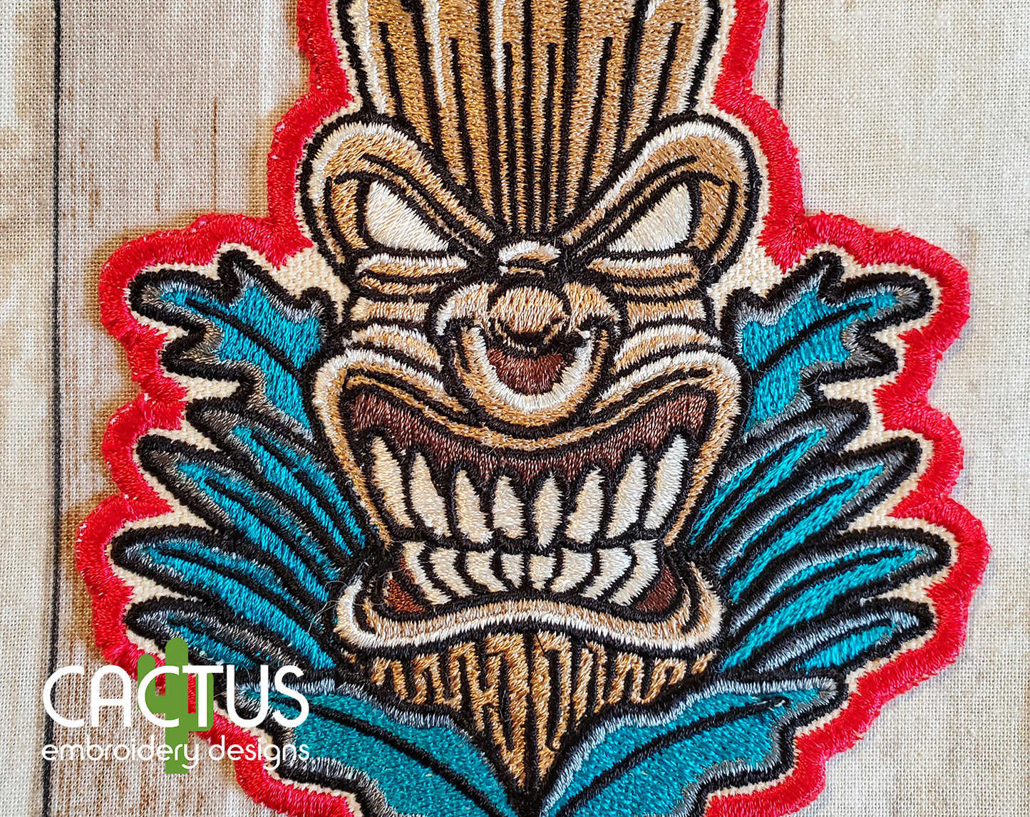 Tiki Mask Patch Embroidery Design