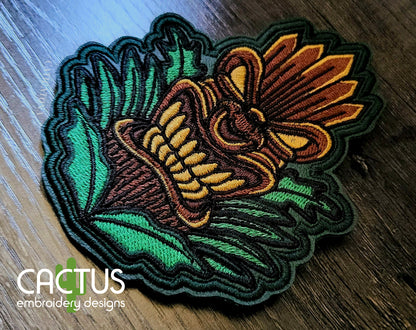Tiki Mask Patch Embroidery Design