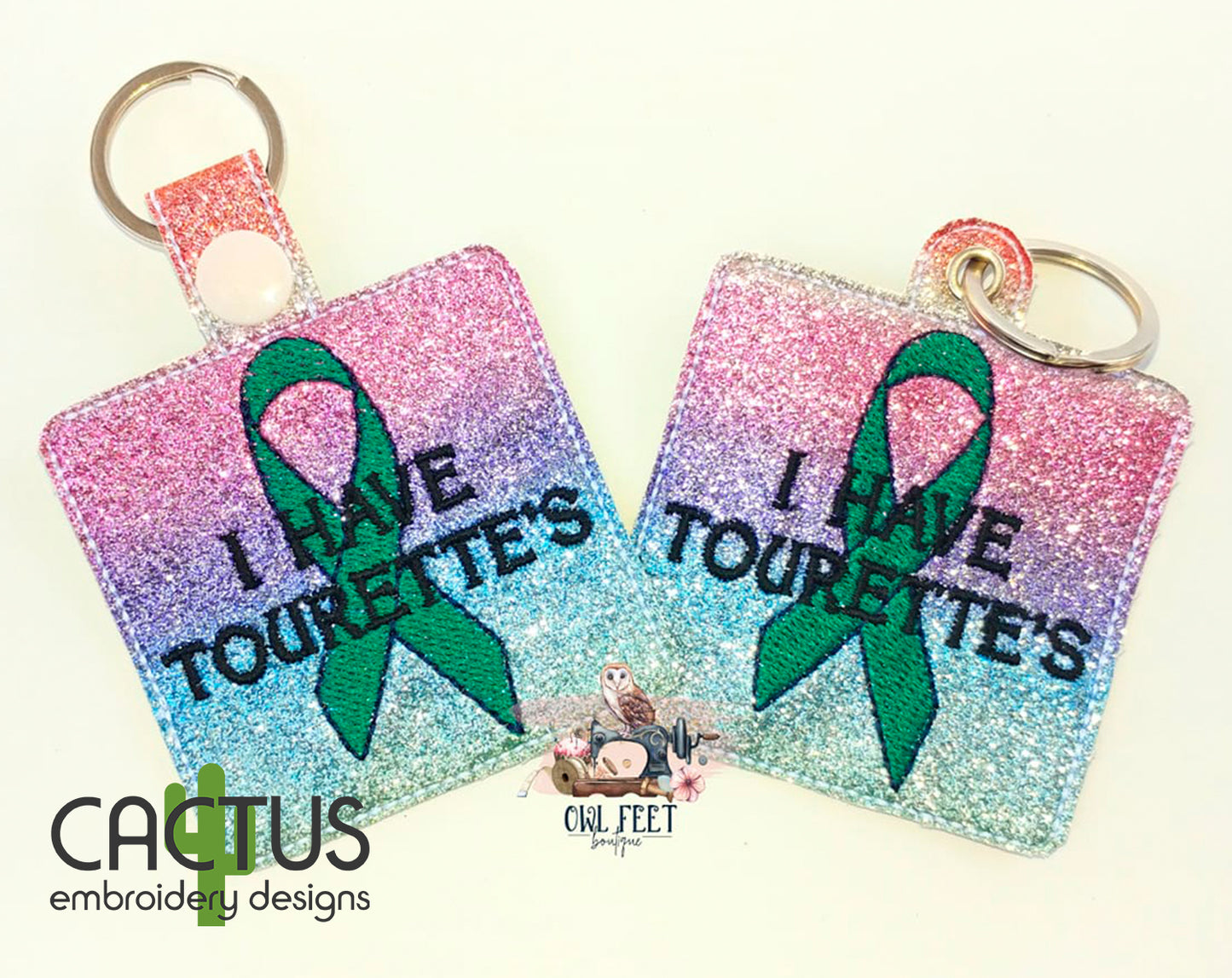 Tourette Syndrome Awareness Snap Tab, Eyelet Fob & Patch Embroidery Design