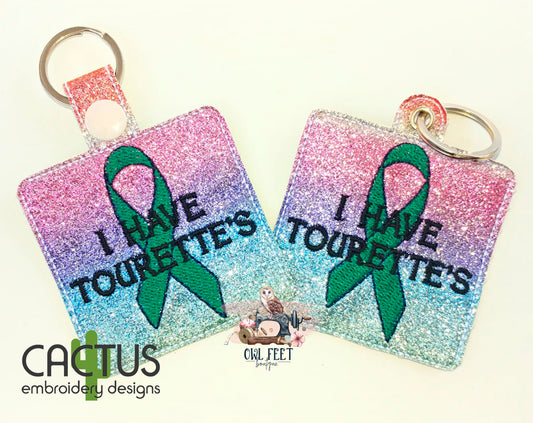 Tourette Syndrome Awareness Snap Tab, Eyelet Fob & Patch Embroidery Design
