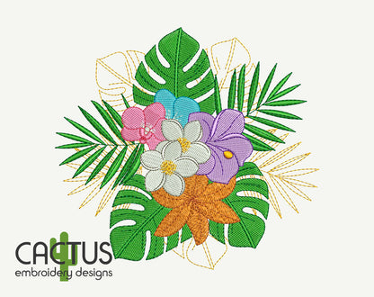 Tropical Flowers Embroidery Design