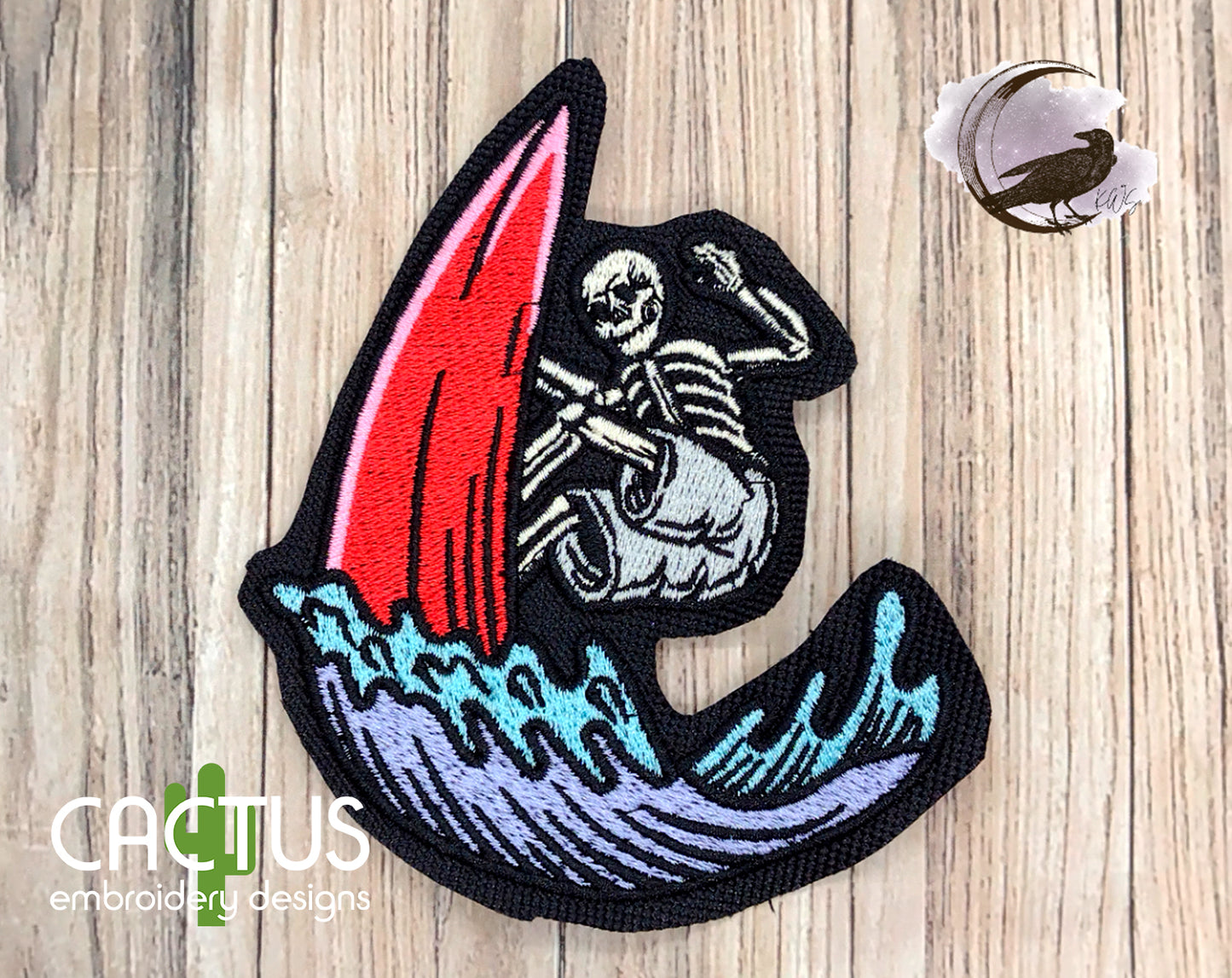 Undead Surfer Patch Embroidery Design