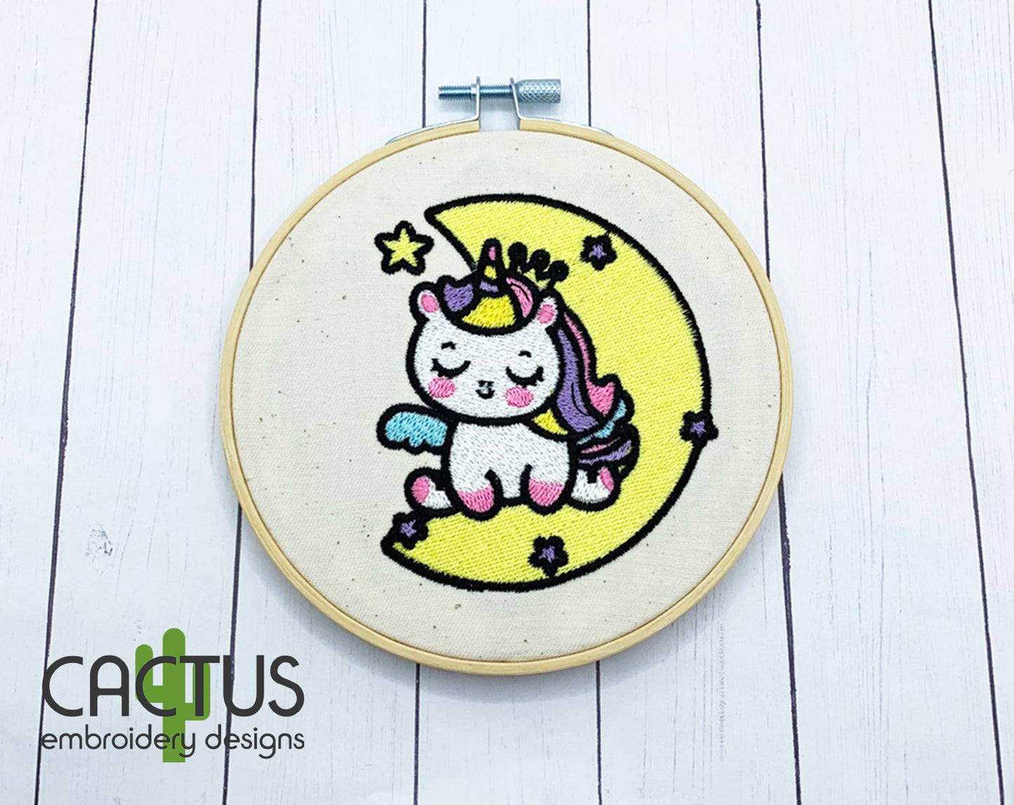 Unicorn on the Moon Embroidery Design