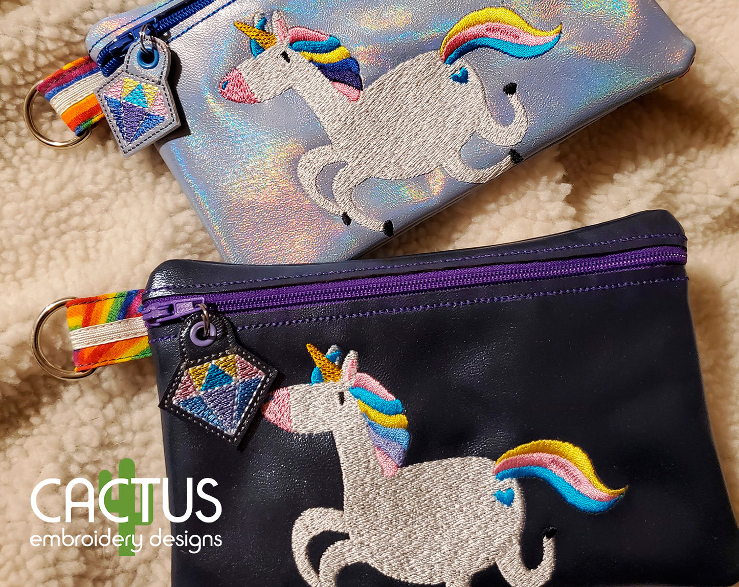 Unicorns Set of Zipper Bags, Charm\Zipper Pull & Sanitizer Holder