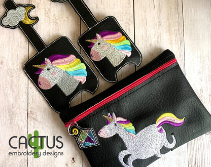 Unicorns Set of Zipper Bags, Charm\Zipper Pull & Sanitizer Holder
