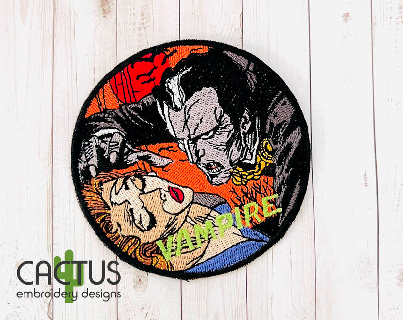 Vampire Patch Embroidery Design – Cactus Embroidery Designs