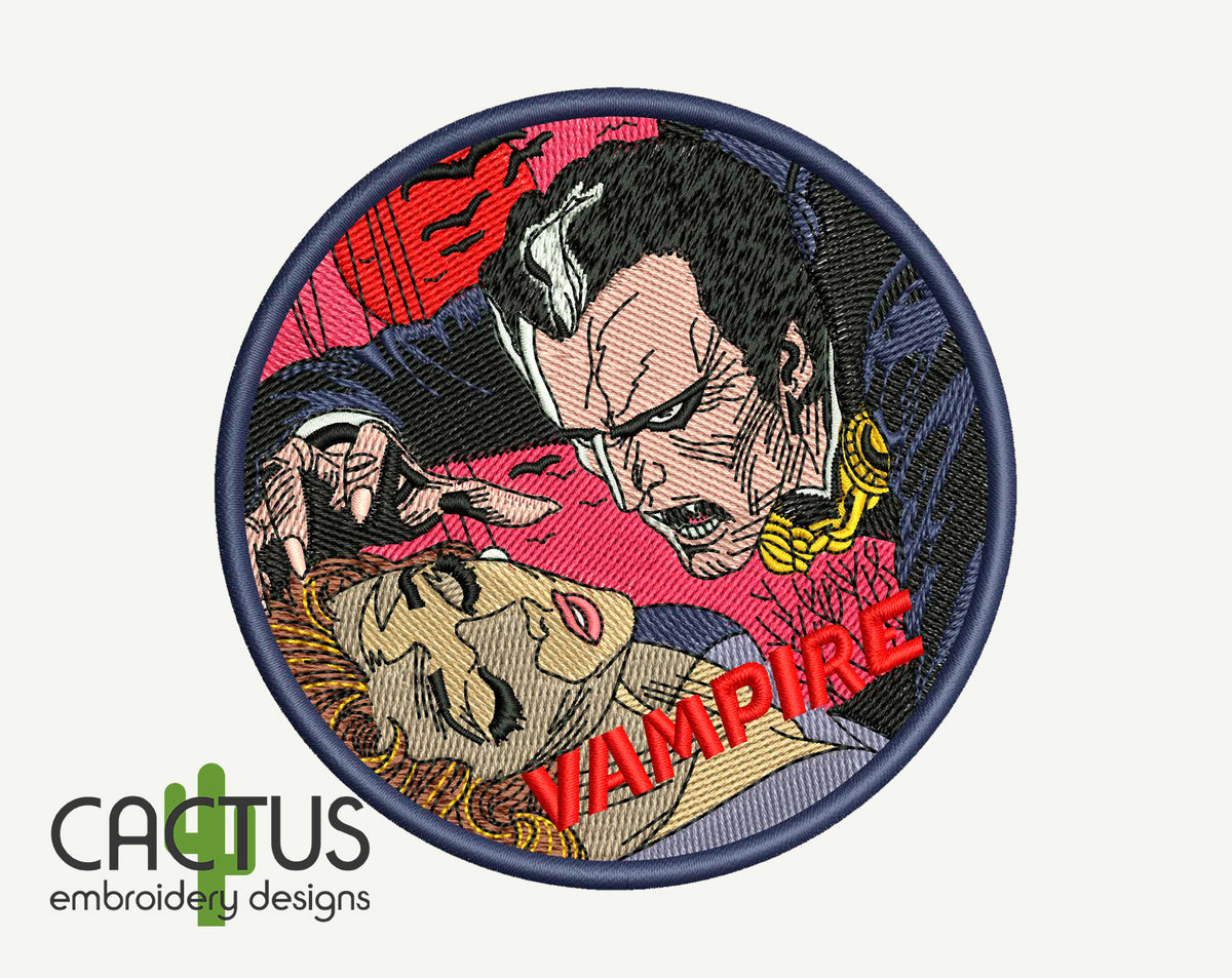 Vampire Patch Embroidery Design – Cactus Embroidery Designs