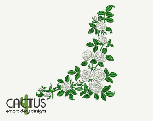 White Roses Pattern Embroidery Design