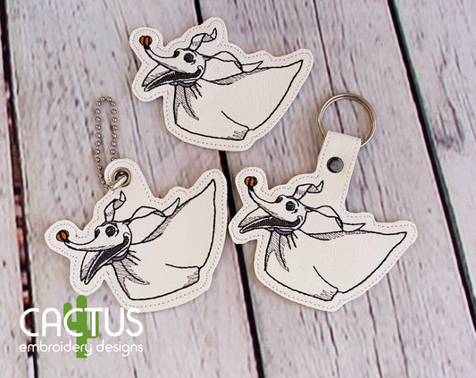 Ghost Dog Set of Eyelet Fob, Snap Tab & Feltie