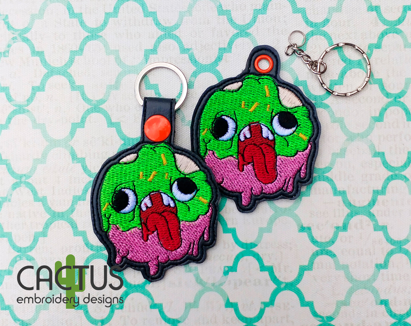 Zombie Donut Snap Tab & Eyelet Fob