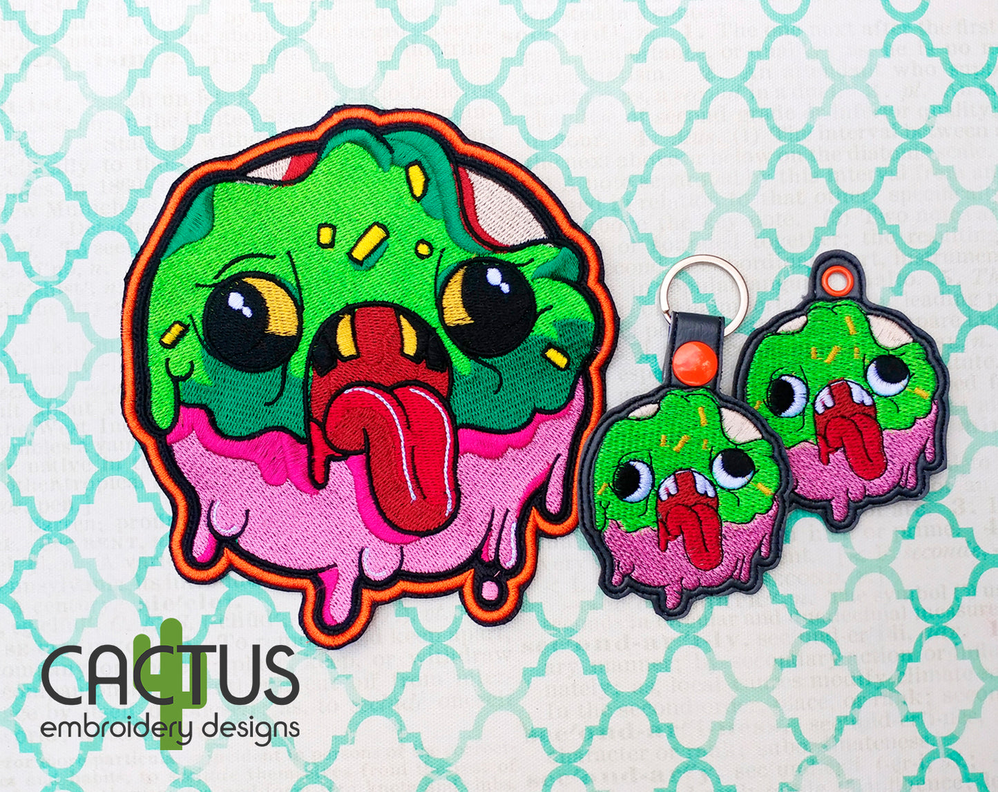Zombie Donut Patch Embroidery Design