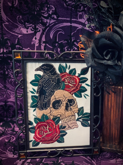 Skull & Raven Embroidery Design